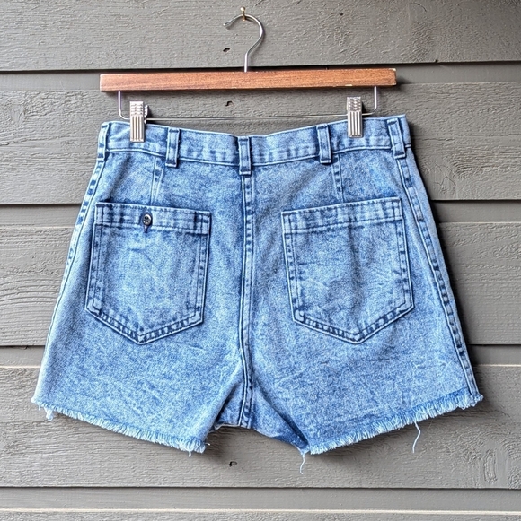 Vintage 80s Navdungaree American Flag Jean Shorts Cutoffs Size 31 Patchwork - Picture 4 of 9